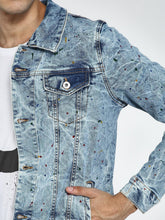 Load image into Gallery viewer, Acid Wash Paint Splatter Denim Jacket